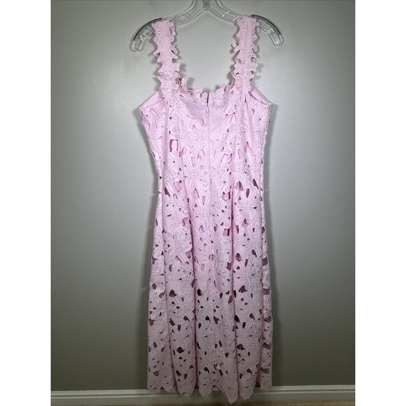 Sundance Sevilla Maxi Dress 8 Lilac Intricate Cut Out Lace Floral Wedding Preppy - Picture 2 of 7